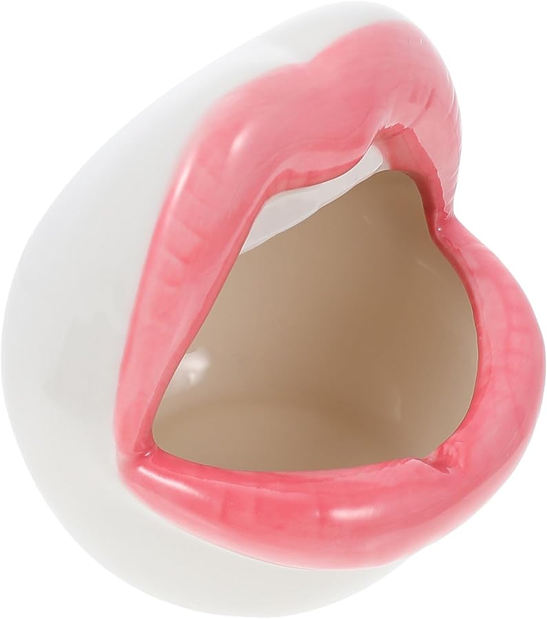 منفضة سجائر خزفية على شكل شفاة وردية زينة منزلية لسطح المكتب زخرفة طاولة للتدخين - Image 1